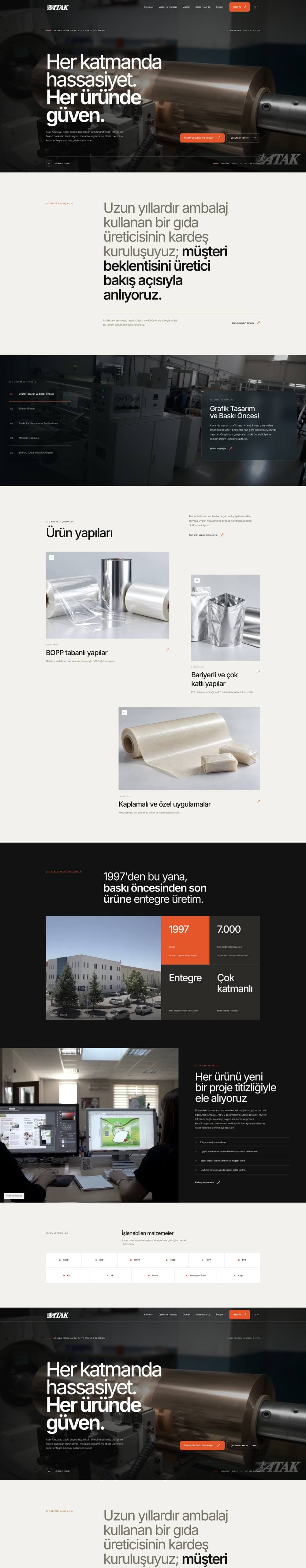 Atak Ambalaj kurumsal web sitesi ana sayfası