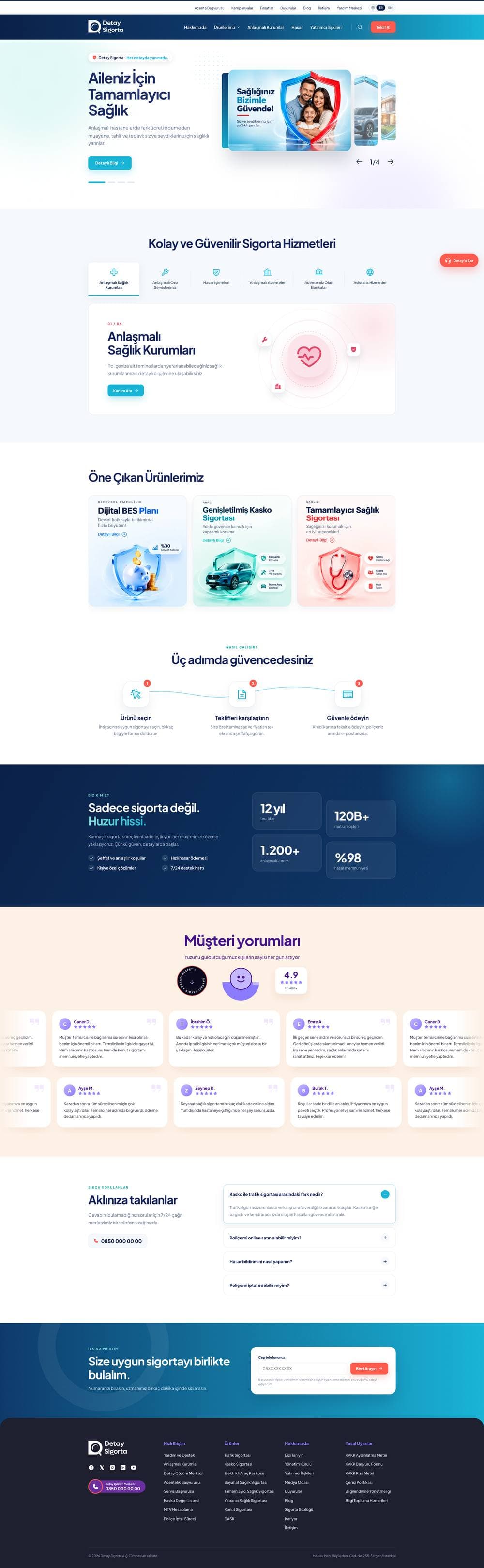 Detay Sigorta kurumsal web sitesi