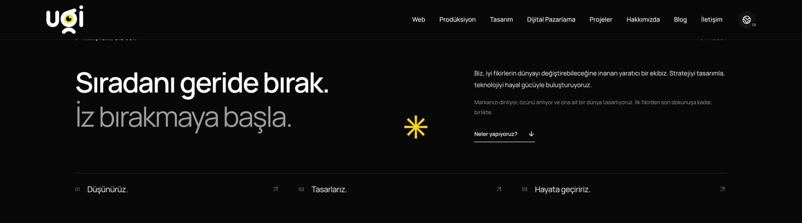 Ugi Ajans web sitesi sayfa görüntüsü 1